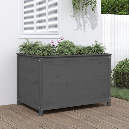 Plantenbak Verhoogd 119,5X82,5X78 Cm Massief Grenenhout Grijs