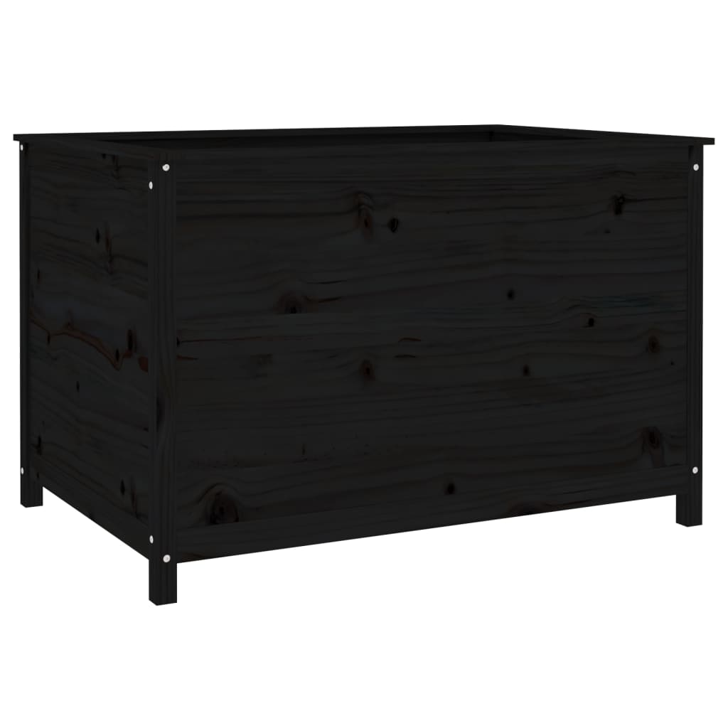 Plantenbak Verhoogd 119,5X82,5X78 Cm Massief Grenenhout Zwart