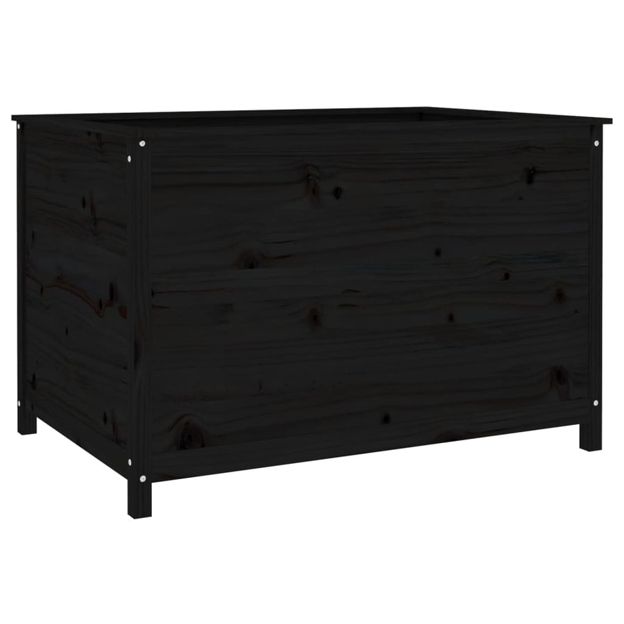 Plantenbak Verhoogd 119,5X82,5X78 Cm Massief Grenenhout Zwart