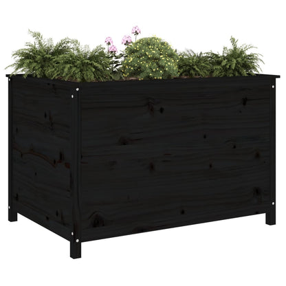 Plantenbak Verhoogd 119,5X82,5X78 Cm Massief Grenenhout Zwart