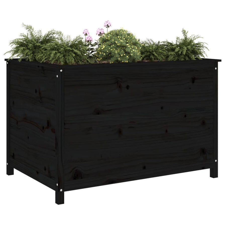 Plantenbak Verhoogd 119,5X82,5X78 Cm Massief Grenenhout Zwart
