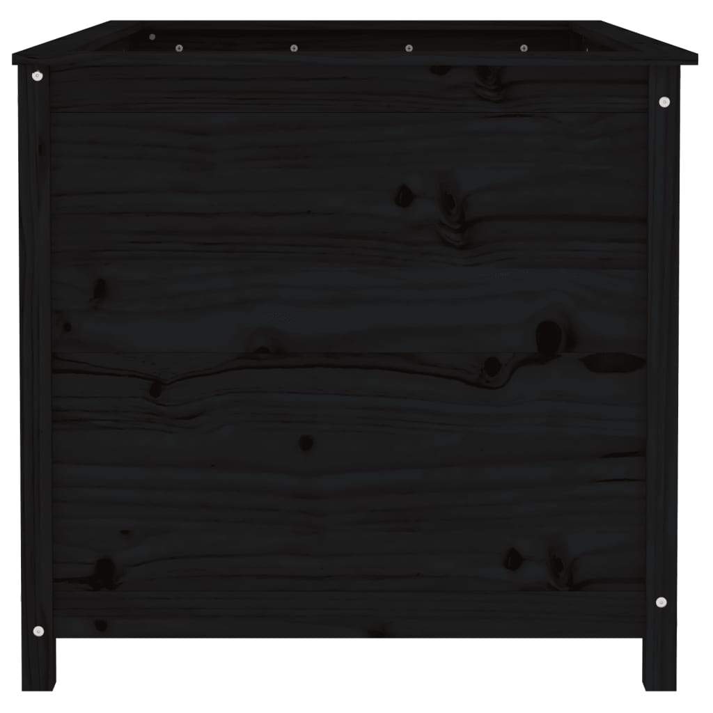 Plantenbak Verhoogd 119,5X82,5X78 Cm Massief Grenenhout Zwart