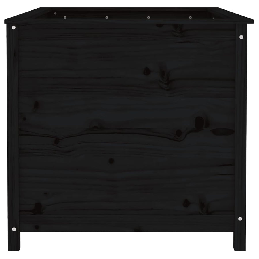 Plantenbak Verhoogd 119,5X82,5X78 Cm Massief Grenenhout Zwart