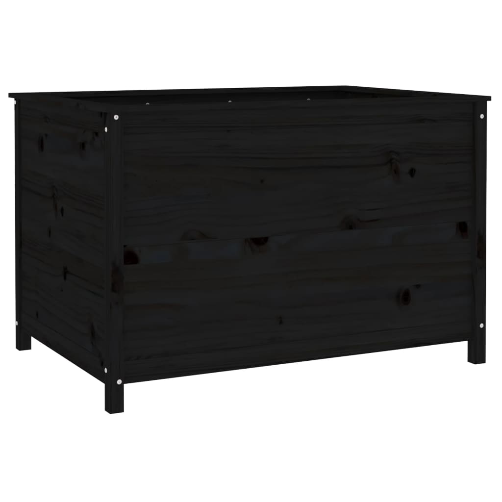 Plantenbak Verhoogd 119,5X82,5X78 Cm Massief Grenenhout Zwart