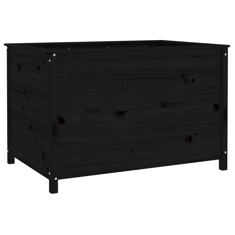 Plantenbak Verhoogd 119,5X82,5X78 Cm Massief Grenenhout Zwart