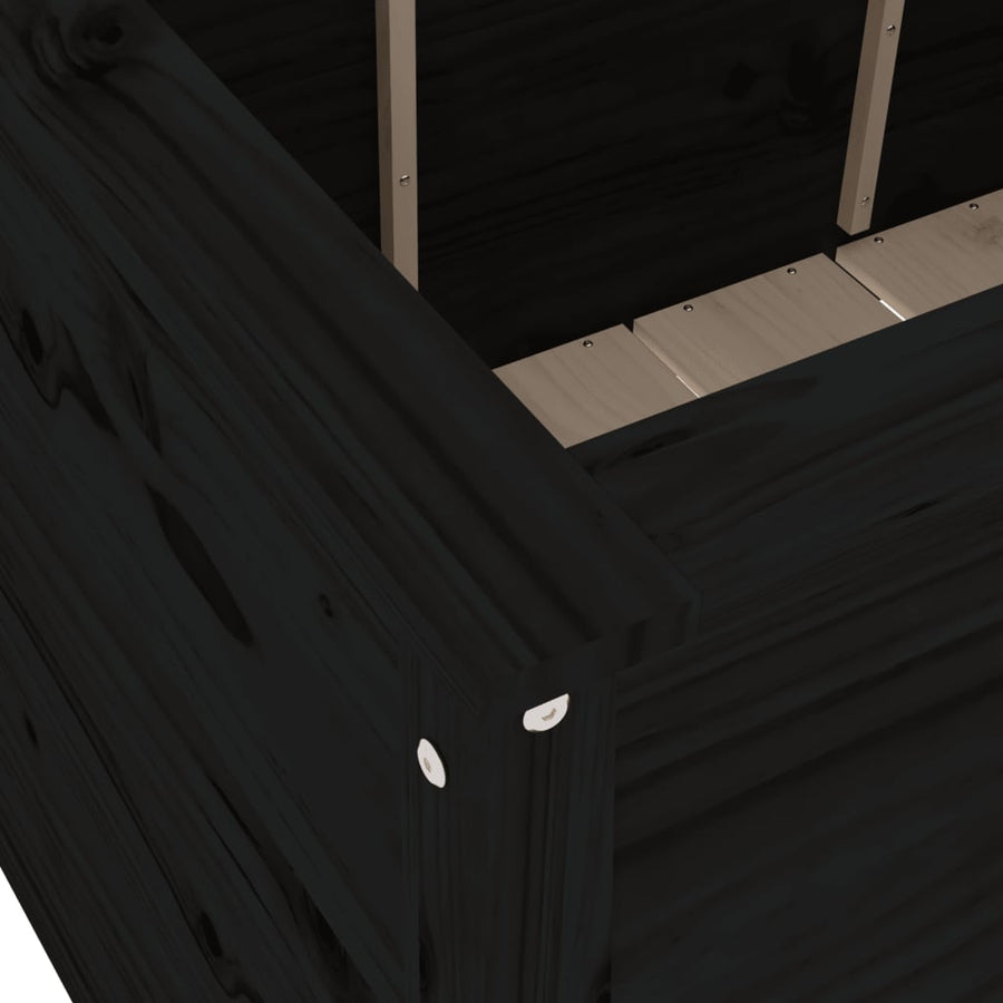Plantenbak Verhoogd 119,5X82,5X78 Cm Massief Grenenhout Zwart