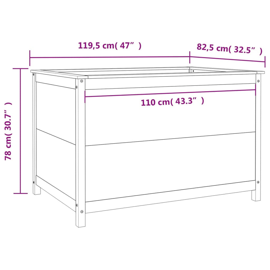 Plantenbak Verhoogd 119,5X82,5X78 Cm Massief Grenenhout Zwart