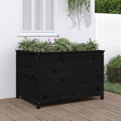 Plantenbak Verhoogd 119,5X82,5X78 Cm Massief Grenenhout Zwart