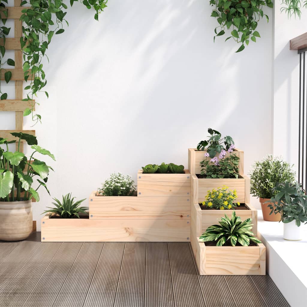 Plantenbak 4-Laags 80,5X79X36 Cm Massief Grenenhout 80.5 x 79 x 36 cm Natuurlijk grenenhout