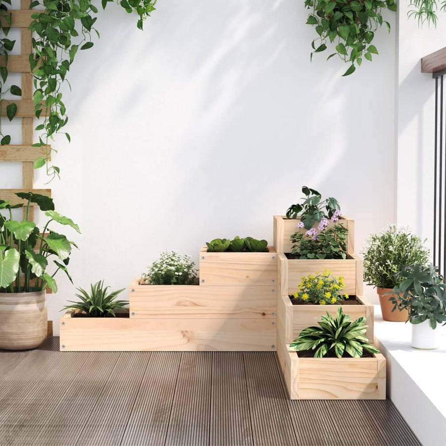 Plantenbak 4-Laags 80,5X79X36 Cm Massief Grenenhout 80.5 x 79 x 36 cm Natuurlijk grenenhout