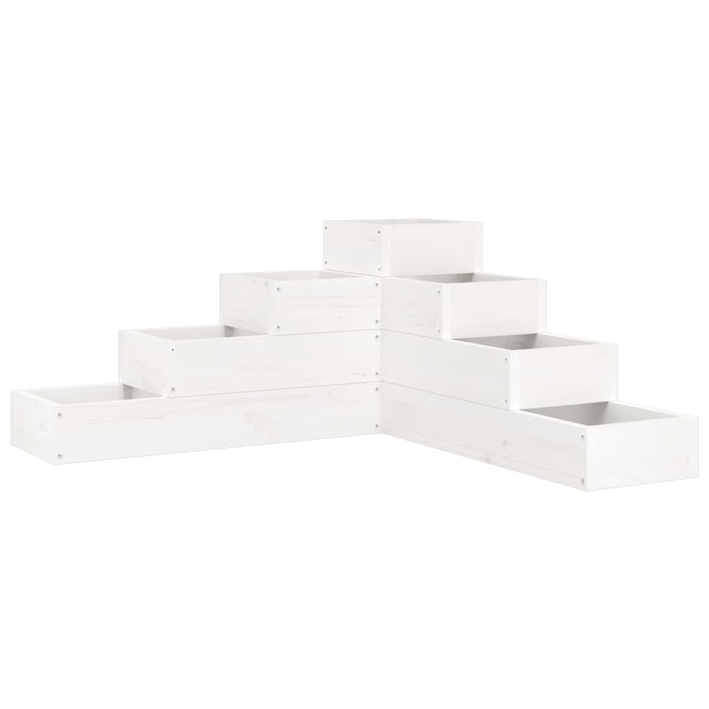 Plantenbak 4-Laags 80,5X79X36 Cm Massief Grenenhout Wit 80.5 x 79 x 36 cm Wit grenenhout