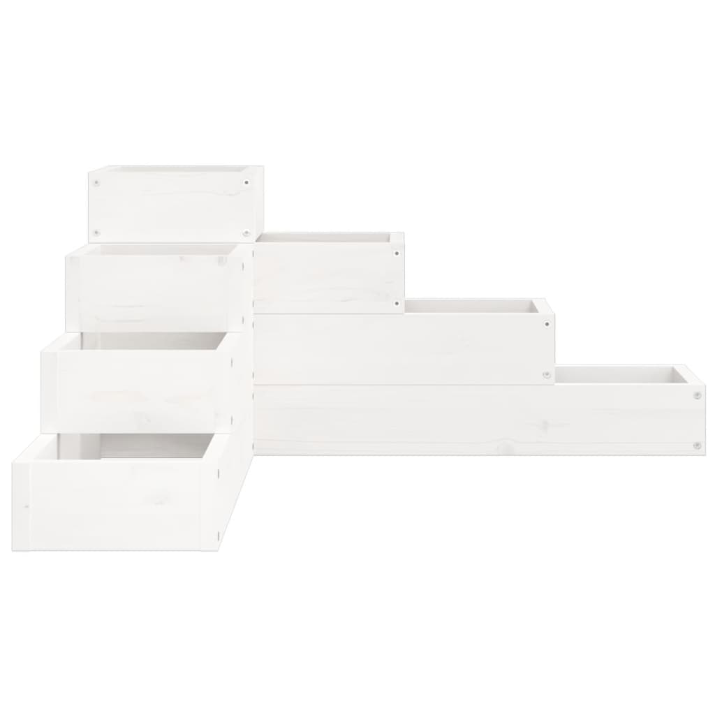 Plantenbak 4-Laags 80,5X79X36 Cm Massief Grenenhout Wit 80.5 x 79 x 36 cm Wit grenenhout