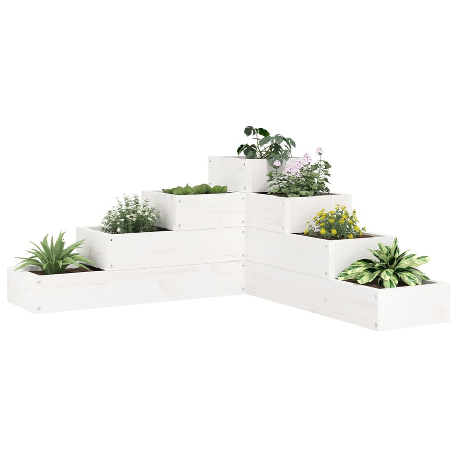 Plantenbak 4-Laags 80,5X79X36 Cm Massief Grenenhout Wit 80.5 x 79 x 36 cm Wit grenenhout