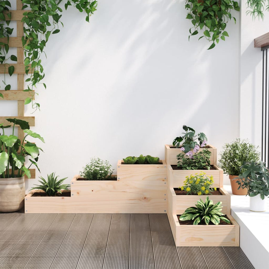 Plantenbak 4-Laags 06X04,5X36 Cm Massief Grenenhout 106 x 104.5 x 36 cm Natuurlijk grenenhout