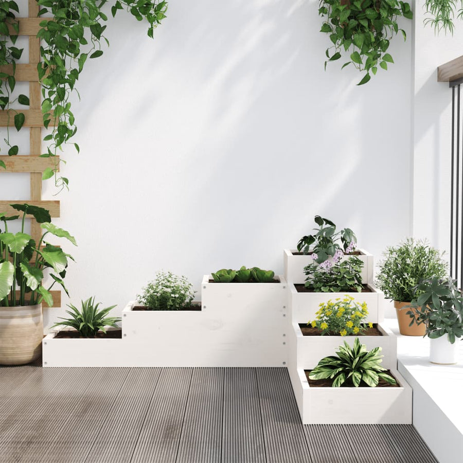 Plantenbak 4-Laags 06X04,5X36 Cm Massief Grenenhout Wit 106 x 104.5 x 36 cm Wit grenenhout