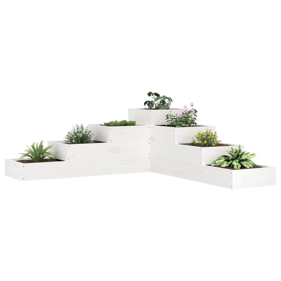 Plantenbak 4-Laags 06X04,5X36 Cm Massief Grenenhout Wit 106 x 104.5 x 36 cm Wit grenenhout