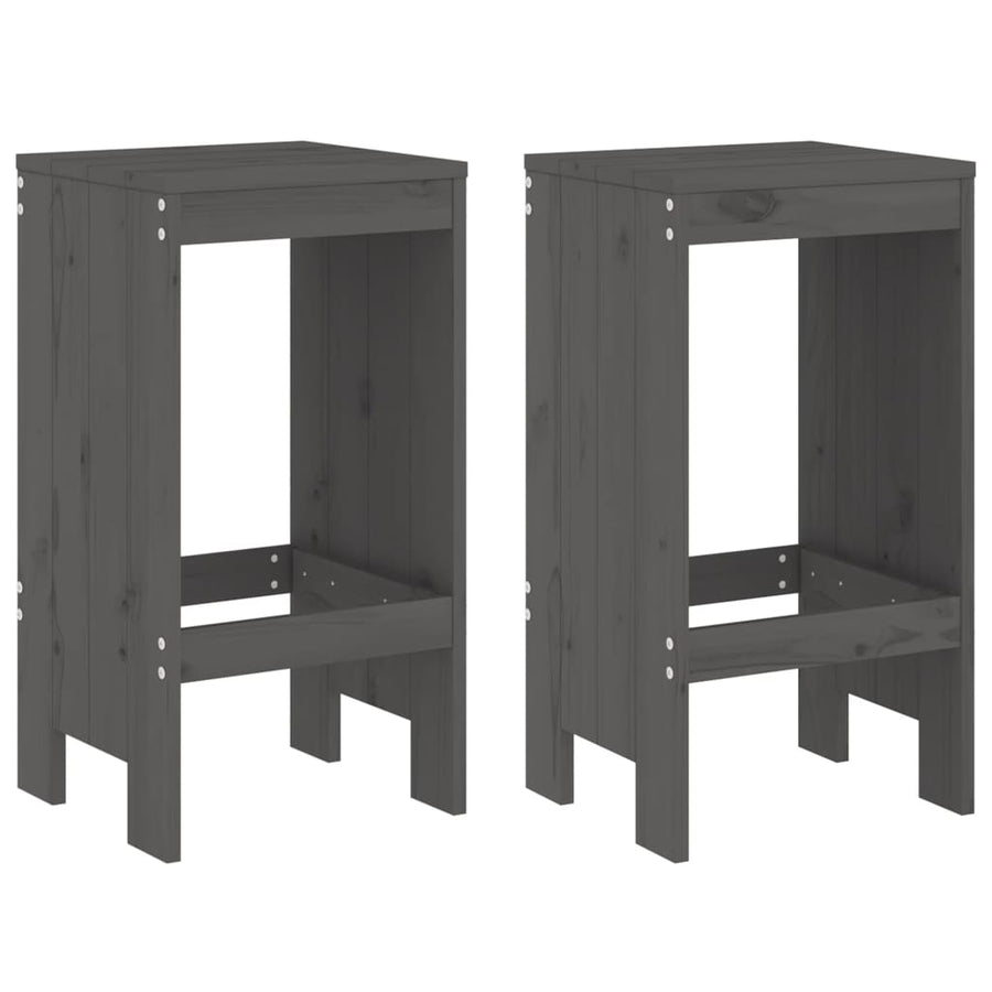 Barkrukken Massief Grenenhout Grijs 40 x 36 x 75 cm Grijs grenenhout