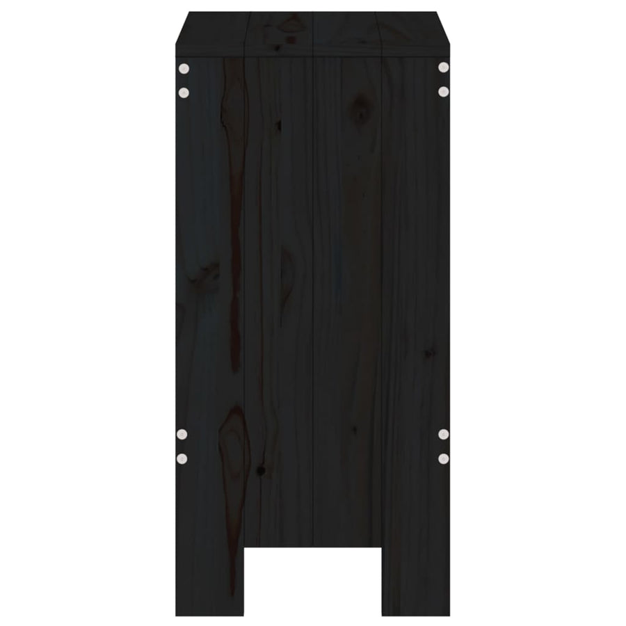 Barkrukken Massief Grenenhout Zwart 40 x 36 x 75 cm Zwart grenenhout