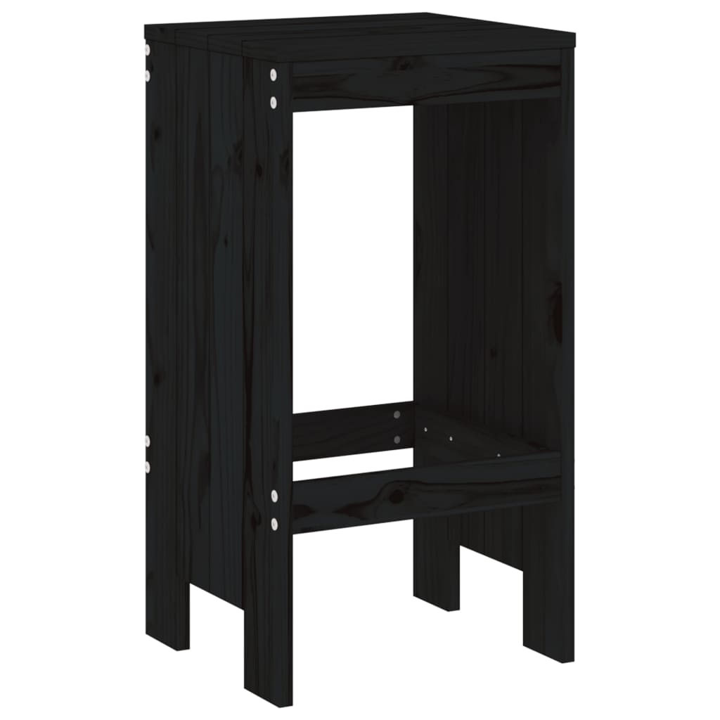 Barkrukken Massief Grenenhout Zwart 40 x 36 x 75 cm Zwart grenenhout