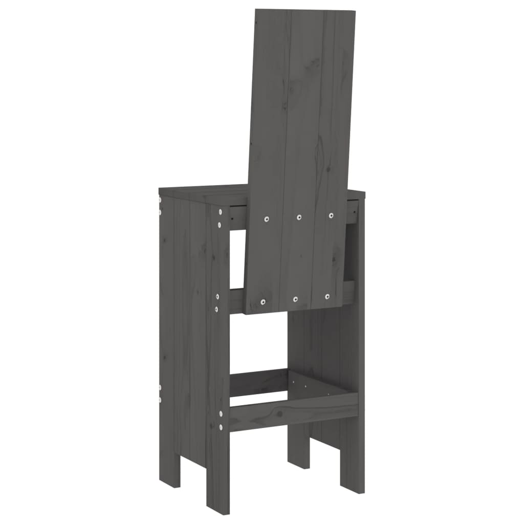 Barkrukken Massief Grenenhout Grijs 40 x 42 x 120 cm Grijs grenenhout