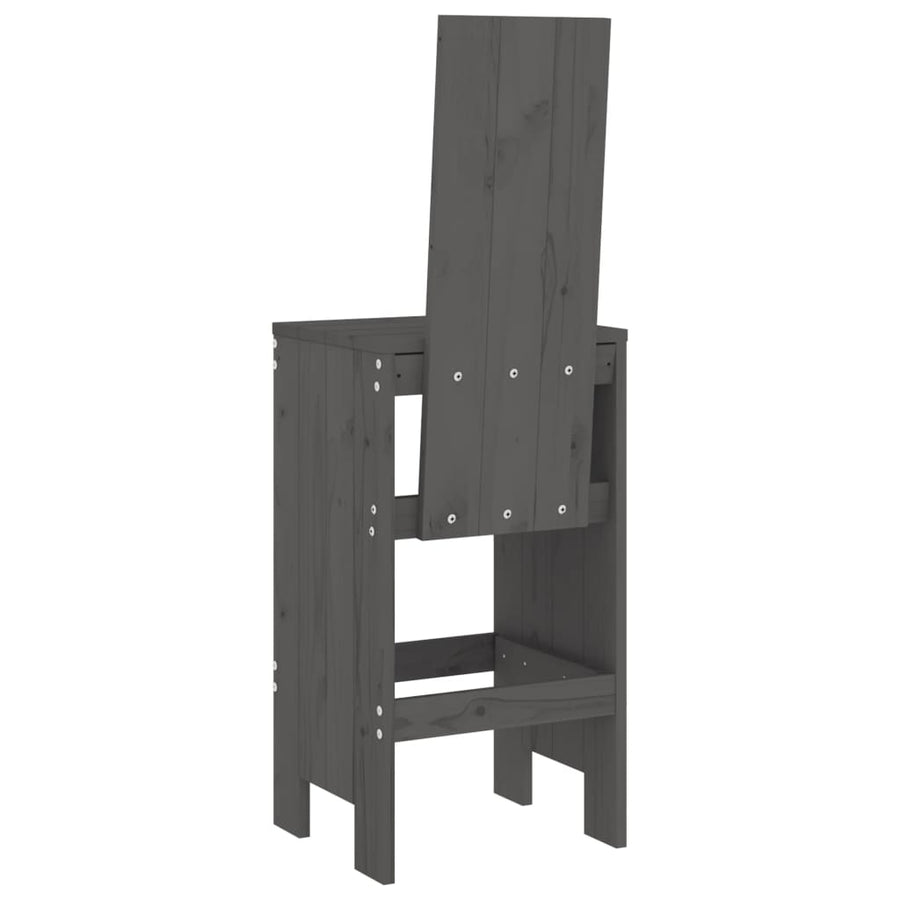 Barkrukken Massief Grenenhout Grijs 40 x 42 x 120 cm Grijs grenenhout