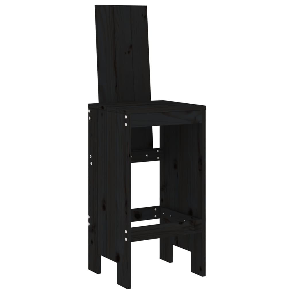 Barkrukken Massief Grenenhout Zwart 40 x 42 x 120 cm Zwart grenenhout