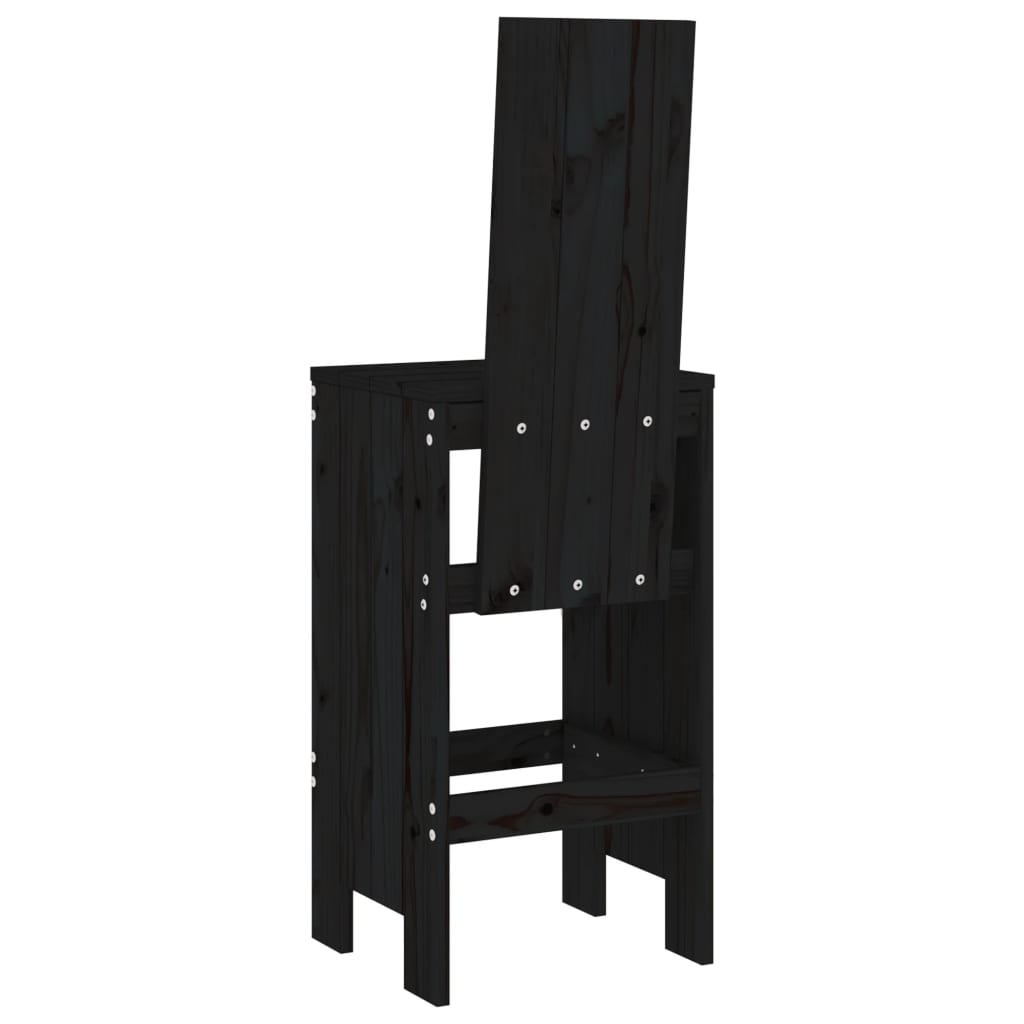 Barkrukken Massief Grenenhout Zwart 40 x 42 x 120 cm Zwart grenenhout