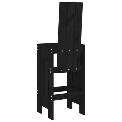 Barkrukken Massief Grenenhout Zwart 40 x 42 x 120 cm Zwart grenenhout