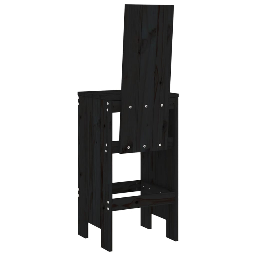 Barkrukken Massief Grenenhout Zwart 40 x 42 x 120 cm Zwart grenenhout