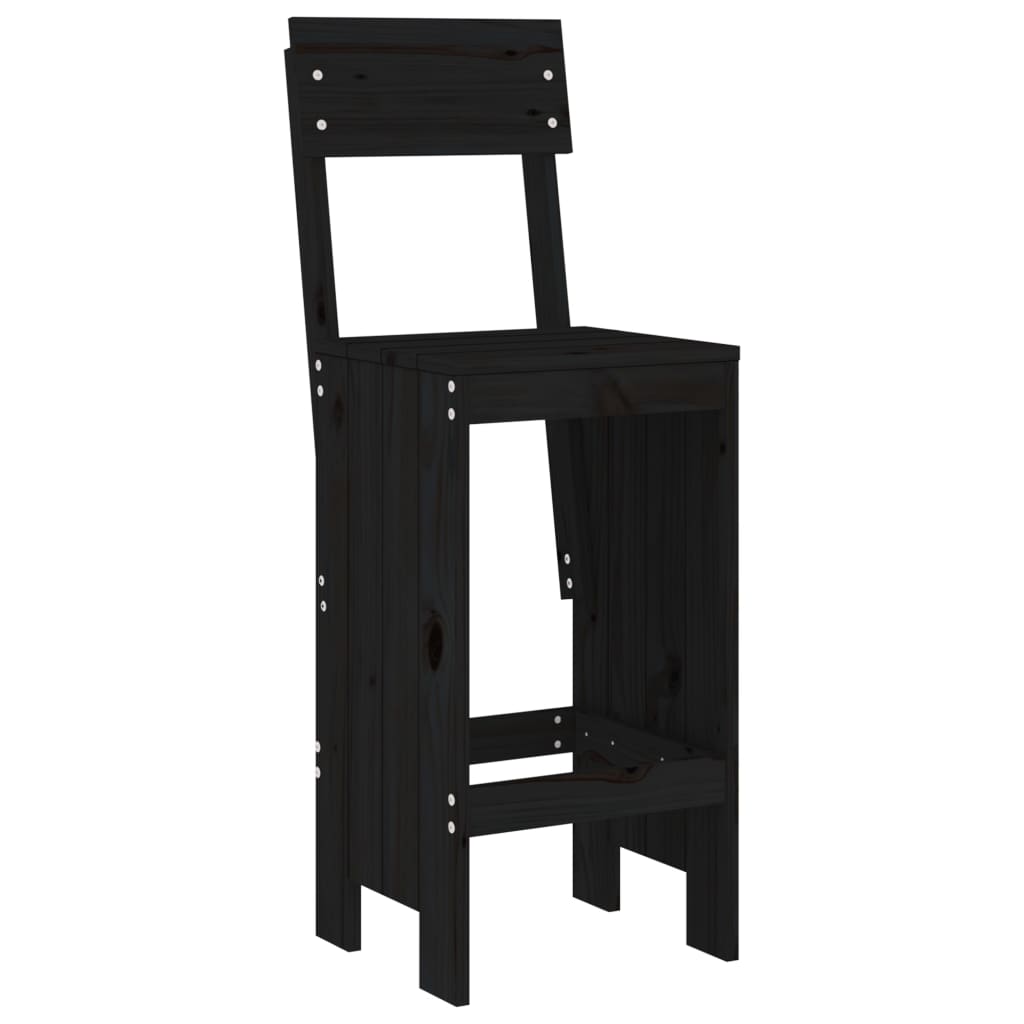 Barkrukken 40X48,5X115,5 Cm Massief Grenenhout Zwart 40 x 48.5 x 115.5 cm Zwart grenenhout