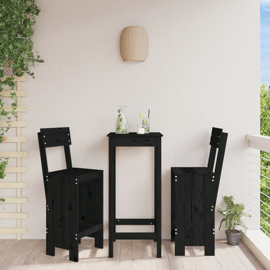 Barkrukken 40X48,5X115,5 Cm Massief Grenenhout Zwart 40 x 48.5 x 115.5 cm Zwart grenenhout