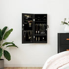Jewelry cabinet with mirror wall-mounted 30x8.5x67 cm black