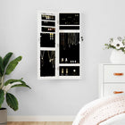 Jewellery cabinet with mirror wall-mounted 30x8.5x90 cm white