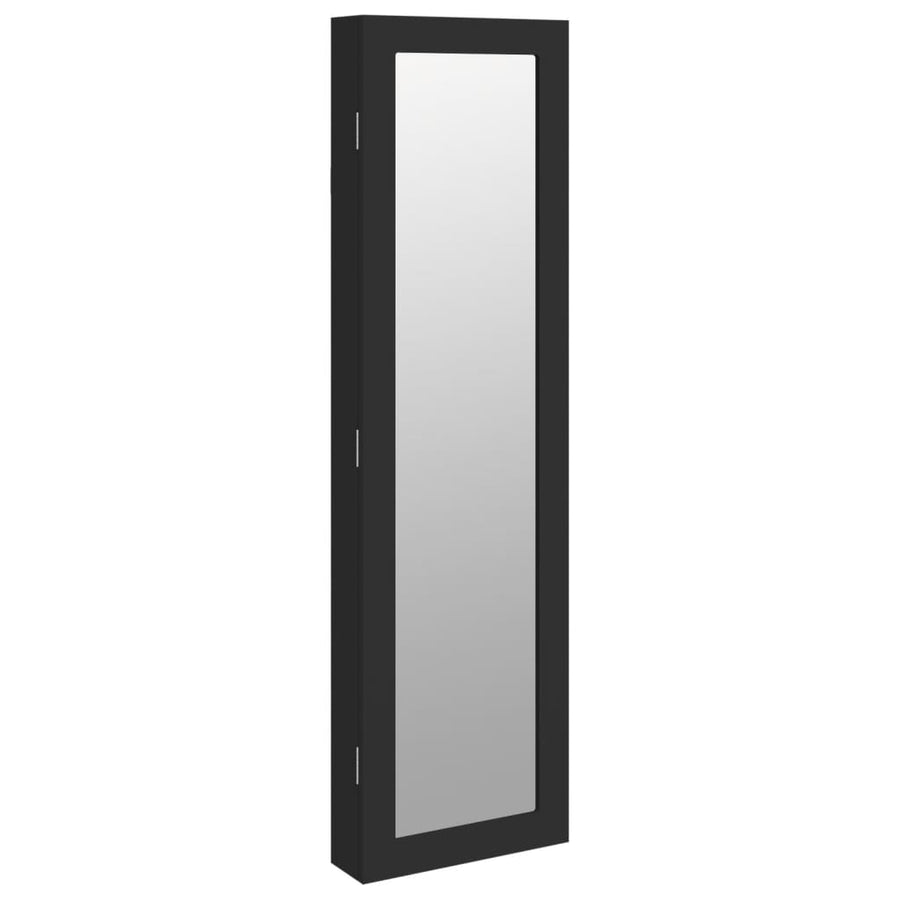 Sieradenkast met spiegel wandgemonteerd 30x8,5x106 cm zwart