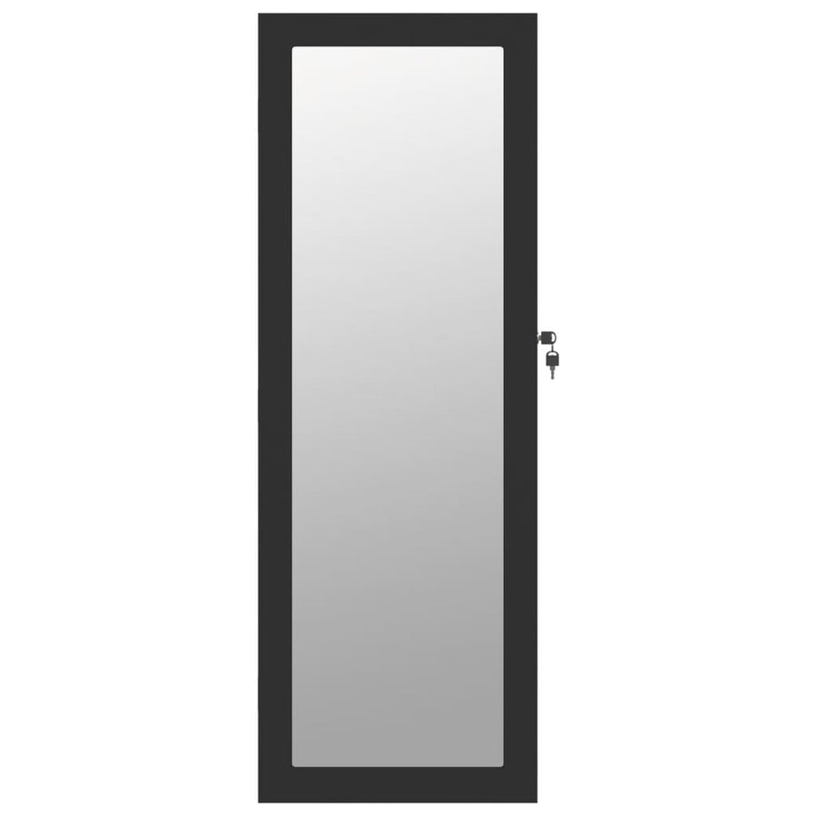Sieradenkast Met Spiegel Wandgemonteerd 37,5X10X106 Cm Zwart