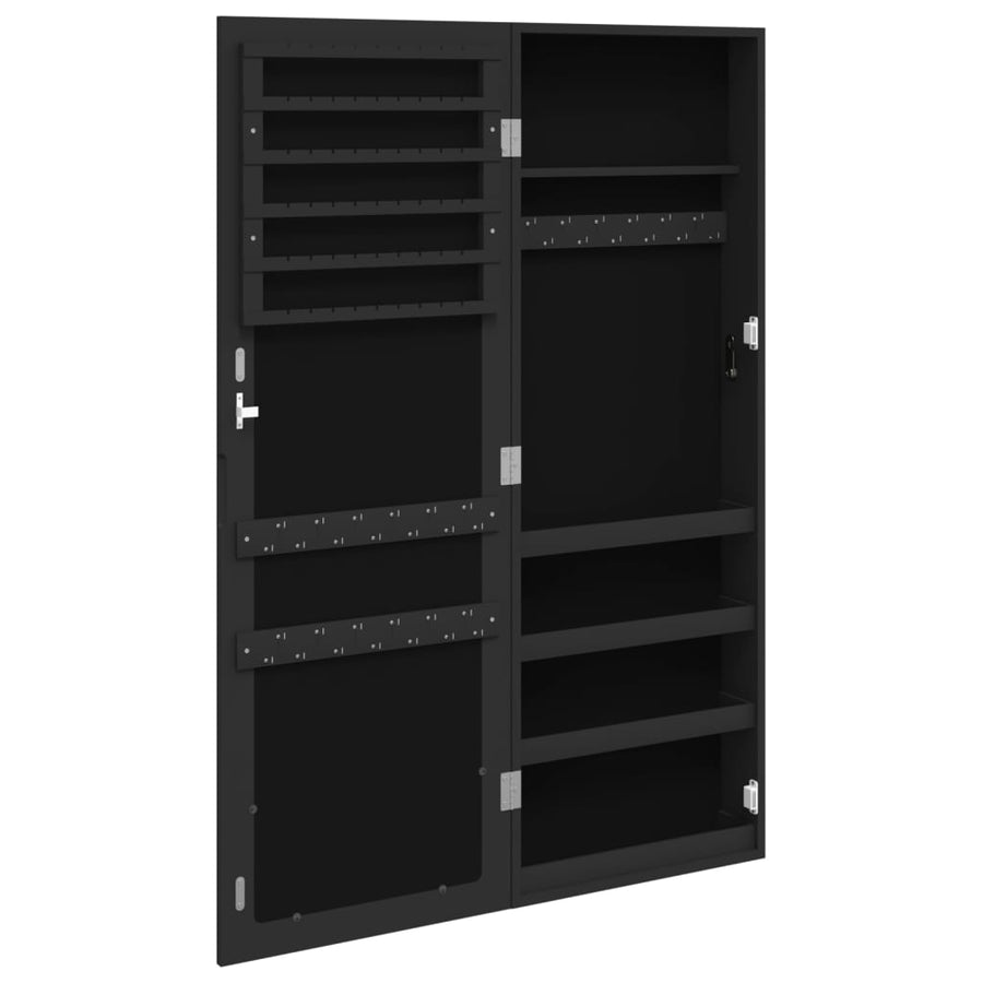 Sieradenkast Met Spiegel Wandgemonteerd 37,5X10X106 Cm Zwart