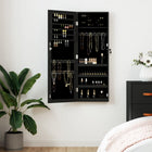 Wall-mounted jewelry cabinet with mirror 37.5x10x106 cm black