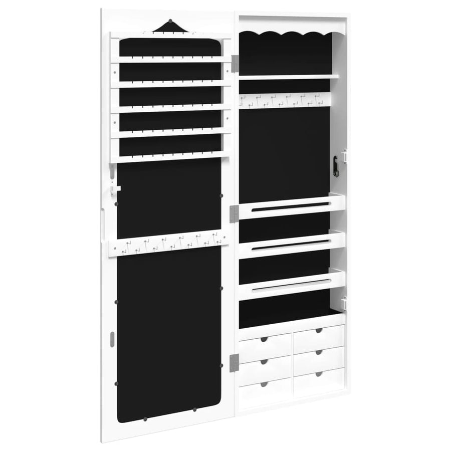 Sieradenkast Met Spiegel Wandgemonteerd 37,5X10X106 Cm Wit