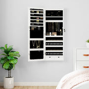 Sieradenkast wandmontage wit met spiegel en LED