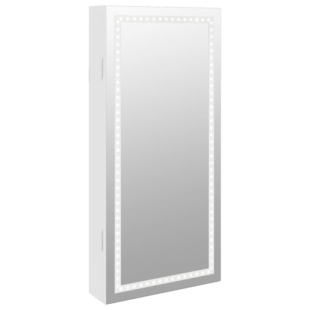 Sieradenkast met spiegel en LED wandgemonteerd wit