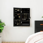 Jewellery cabinet with mirror and LED wall-mounted black
