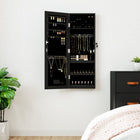 Jewellery cabinet with mirror and LED wall-mounted black