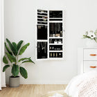 Jewelry Cabinet with Mirror and LED Wall Mounted White