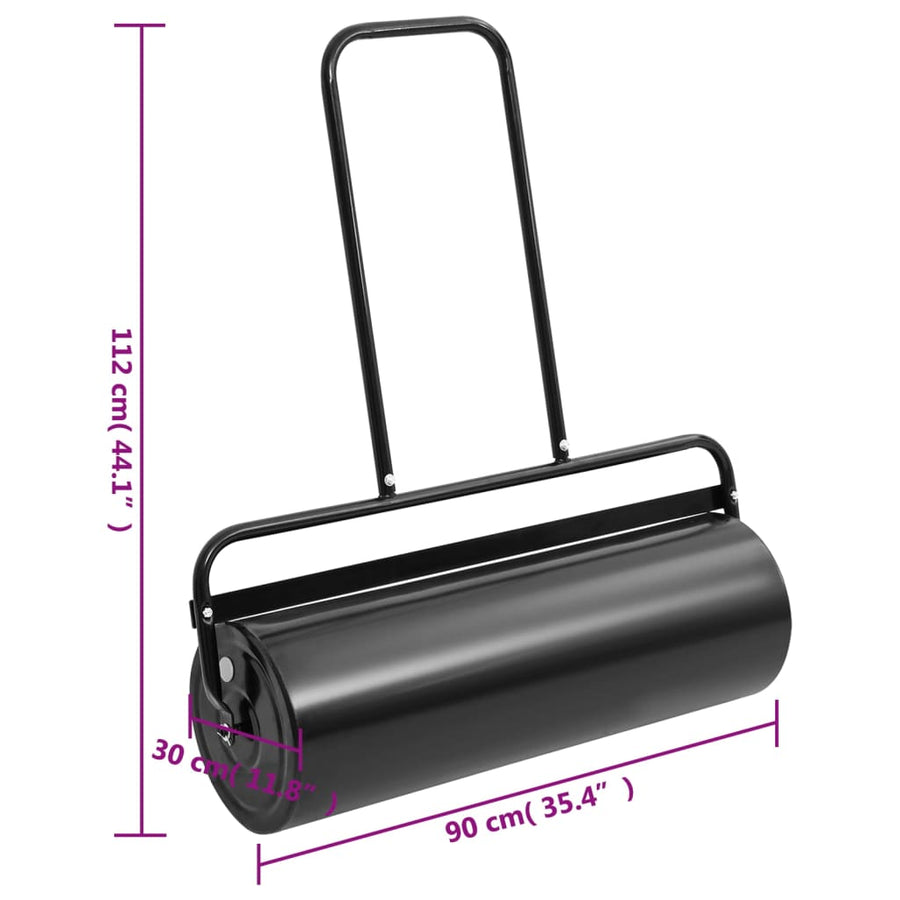 Gazonroller 63 L Ijzer En Staal Zwart Ø 30 x 90 cm Met handvat