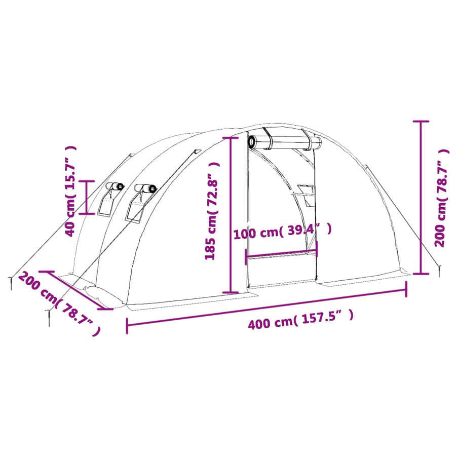 Tuinkas Met Stalen Frame 8 M² 4X2X2 M
