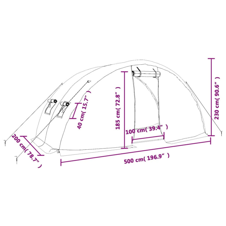 Tuinkas Met Stalen Frame 0 M² 5X2X2,3 M 5 x 2 x 2.3 m Wit