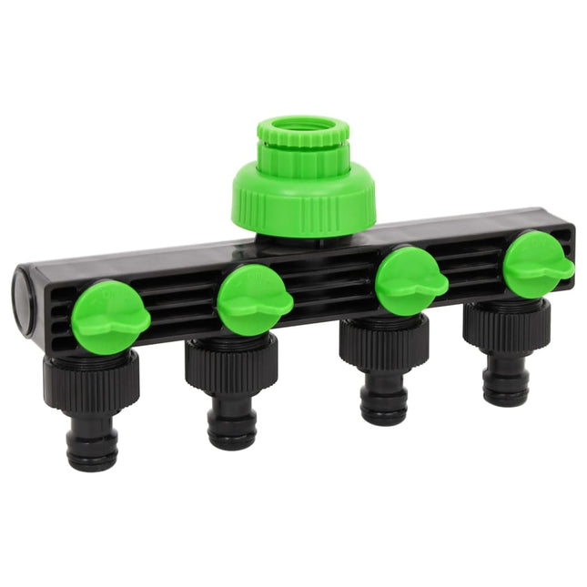 Kraanadapter 4-Wegs 19,5X6X11 Cm Abs & Pp Groen En Zwart