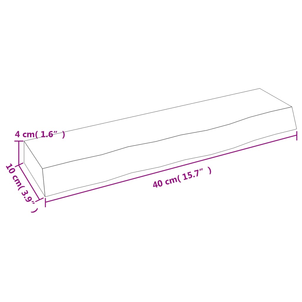 Wandschap 40x10x4 cm onbehandeld massief eikenhout 40 x 10 x 4 cm