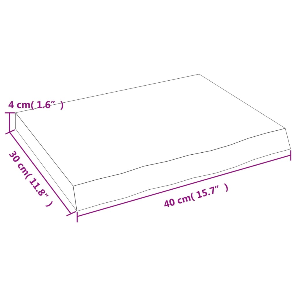 Wandschap 40x30x(2-4) cm onbehandeld massief eikenhout 40 x 30 x 4 cm