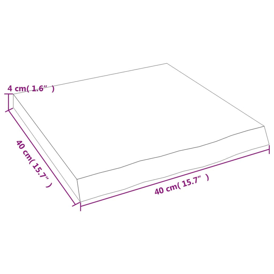 Wandschap 40x40x(2-4) cm onbehandeld massief eikenhout 40 x 40 x 4 cm